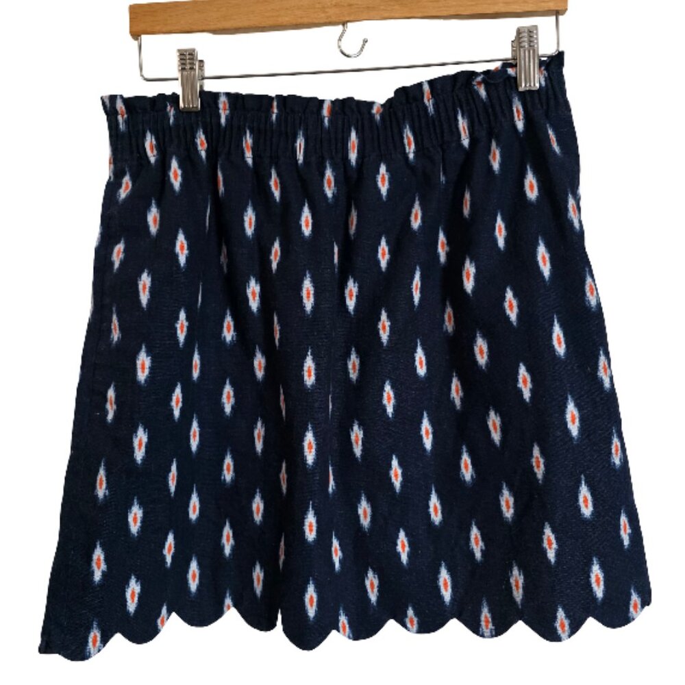J. Crew Ikat Linen Blend Printed Sidewalk Skirt Size 10